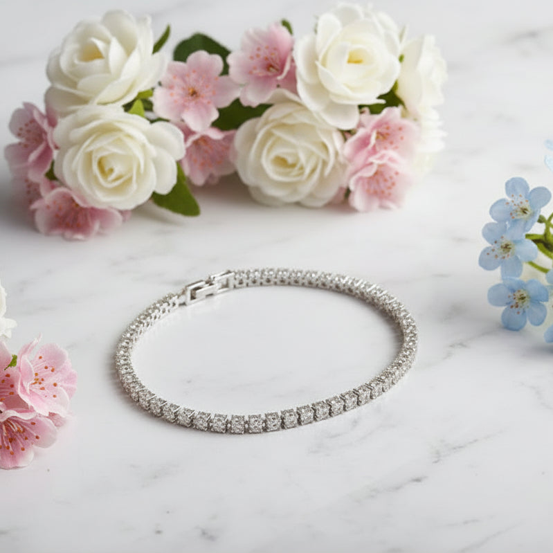 Korean Inspired Simple Four Claw 0.5 Carat Moissanite Diamond Bracelet set in S925 Sterling Silver