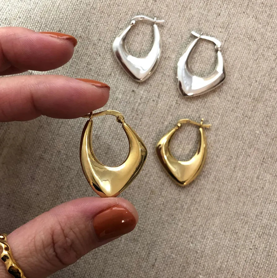 Modern Italian Preservation Design Earrings set in 18K White Gold Plated 925 Sterling Silver