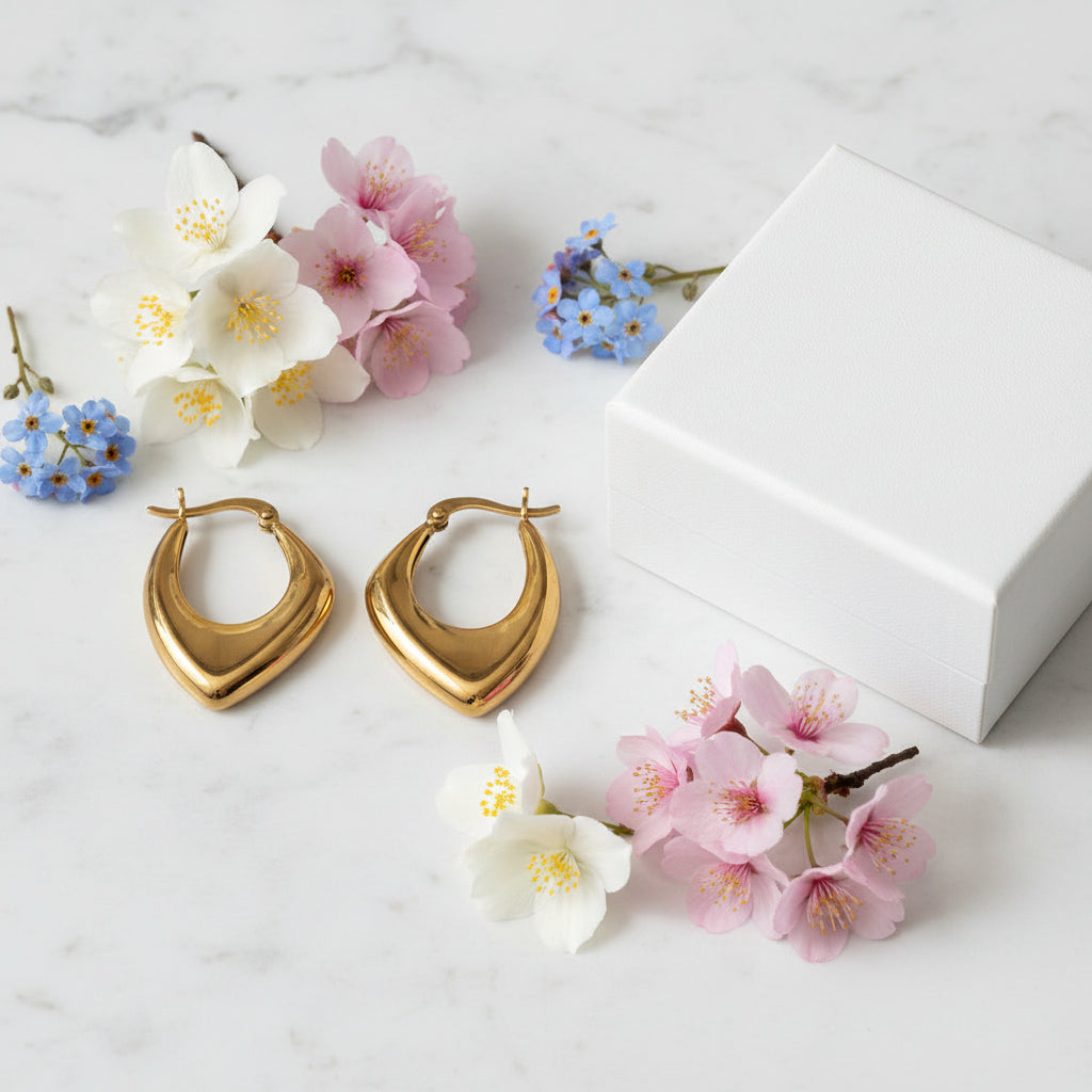 Modern Italian Preservation Design Earrings set in 18K White Gold Plated 925 Sterling Silver