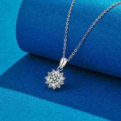 Summer Sunflower 2 Carat Moissanite Pendant set in 18K White Gold Plated 925 Silver (GRA) Capella Jewellery