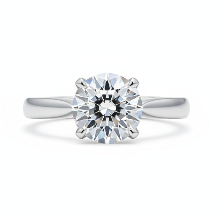French Four-Claw Solitaire Ring 2 Carat Natural Zircon Gemstone set in Platinum plated 925 Silver Capella Jewellery