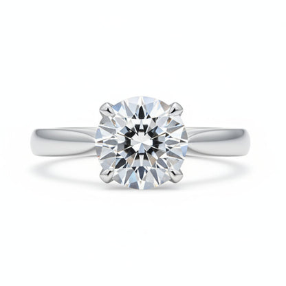 French Four-Claw Solitaire Ring 2 Carat Natural Zircon Gemstone set in Platinum plated 925 Silver Capella Jewellery