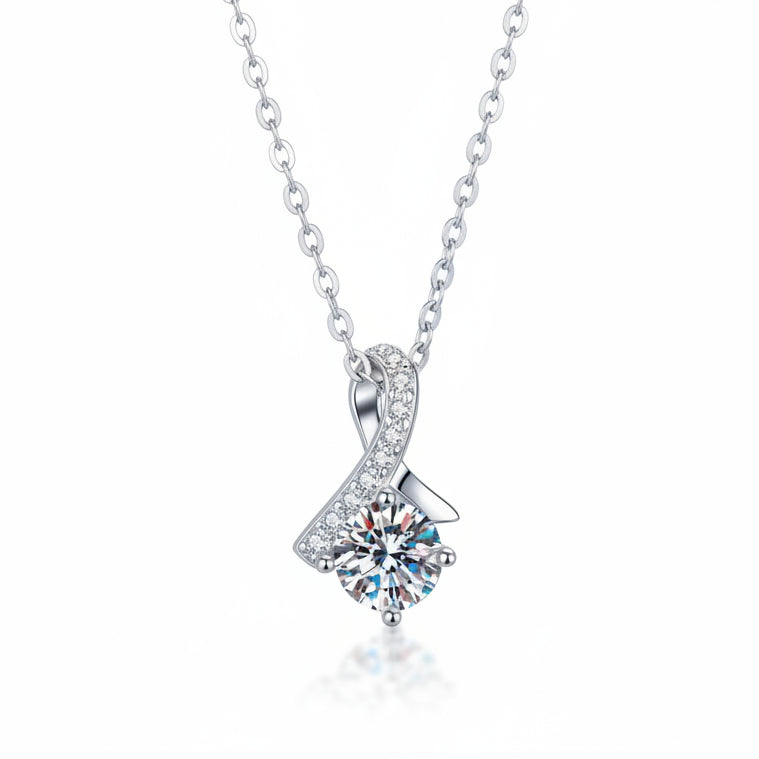 Starry Nights Sky 1 Carat Moissanite Diamond set in 18K White Gold Plated 925 Silver (GRA)