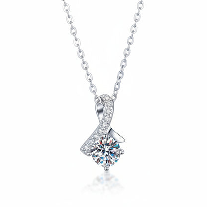 Starry Nights Sky 1 Carat Moissanite Necklace set in 18K White Gold Plated 925 Silver (GRA) Capella Jewellery