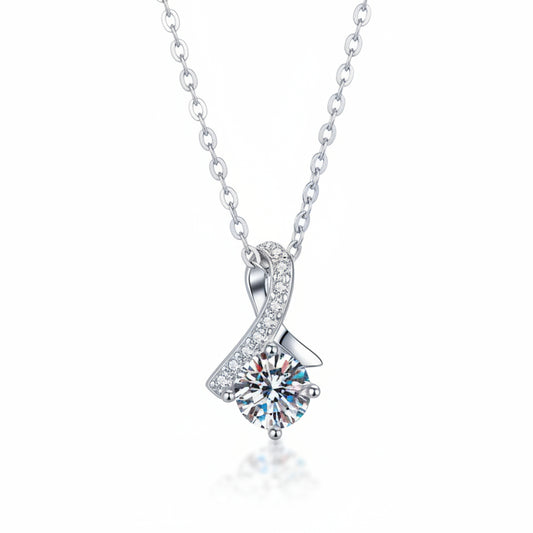 Starry Nights Sky 1 Carat Moissanite Diamond Necklace set in 18K White Gold Plated 925 Silver (GRA)