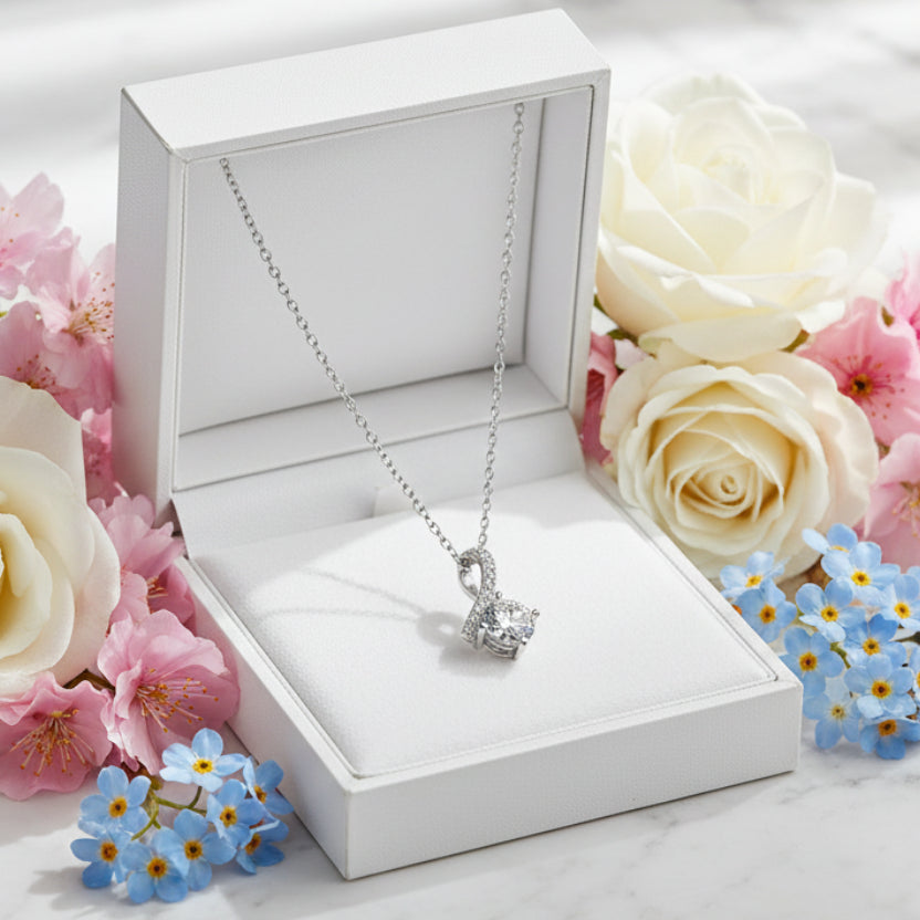 Starry Nights Sky 1 Carat Moissanite Diamond set in 18K White Gold Plated 925 Silver (GRA)