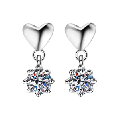 European Heart Inspired 0.6 Carat Moissanite Earrings set in Platinum Plated 925 Silver (GRA) Capella Reya pic 1