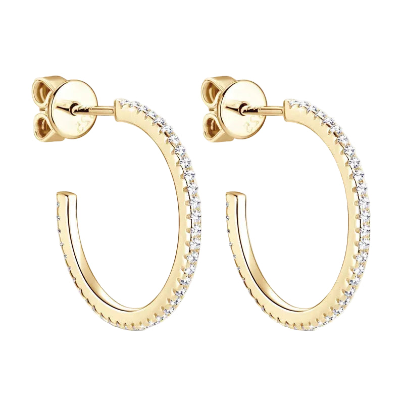 Half Circle 0.4 Carat Moissanite Diamond Earrings set in 18K Gold Plated 925 Silver (GRA)