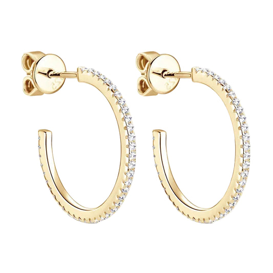 European Inspired Half Circle 0.4 Carat Moissanite Diamond Earrings set in 18K Gold Plated 925 Silver (GRA)