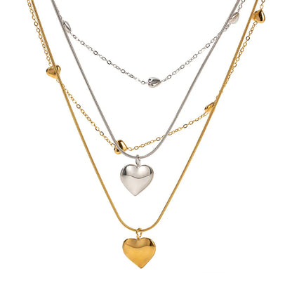 Romantic French Vintage Love Heart Double-Layer Collarbone Necklace set in 18K Gold Plating Capella Jewellery
