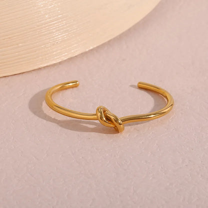 Modern French Inspired Louisa Knot Bangle Bracelet set in 18K Gold Plating Capella Jewellery