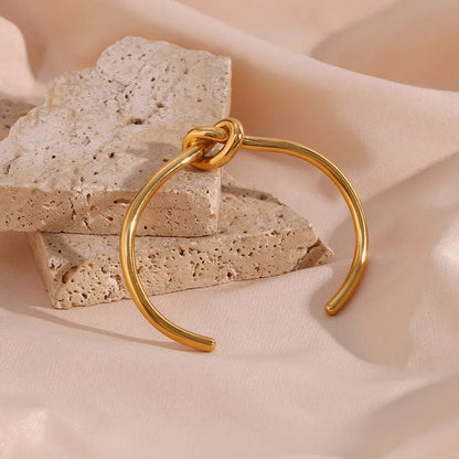 Modern French Inspired Louisa Knot Bangle Bracelet set in 18K Gold Plating Capella Jewellery