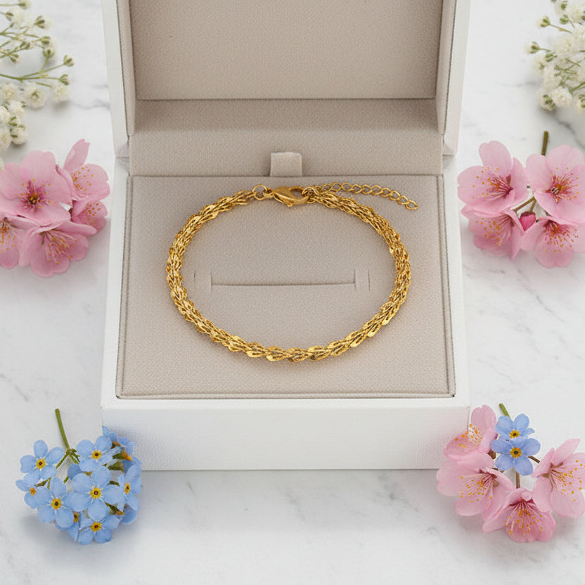 French Vintage Design Delicate Phoenix Tail Bracelet set in 18K Gold Plating