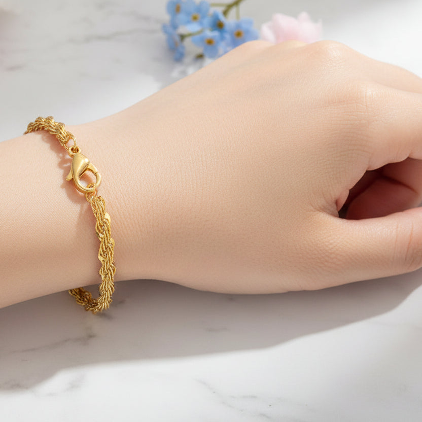 French Vintage Design Delicate Phoenix Tail Bracelet set in 18K Gold Plating