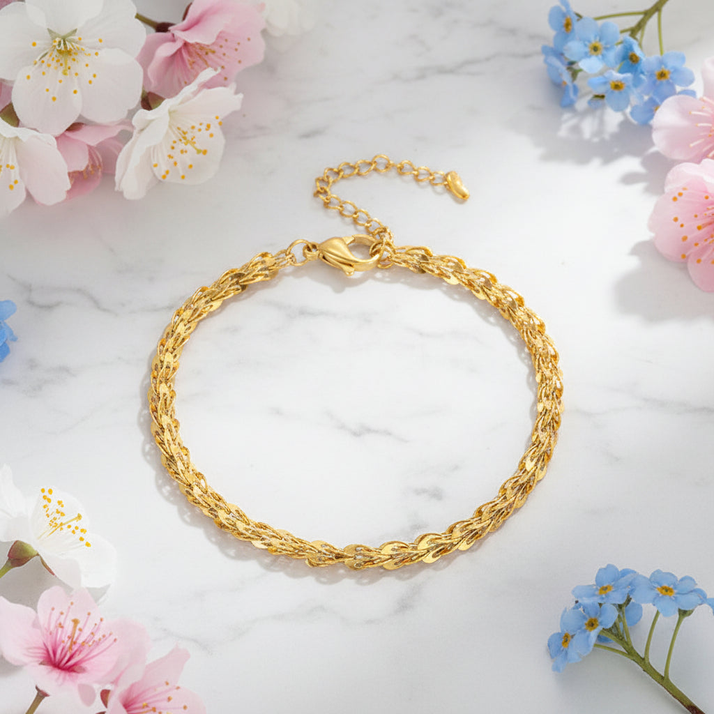French Vintage Design Delicate Phoenix Tail Bracelet set in 18K Gold Plating