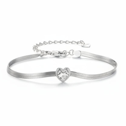 European Vintage Love Heart Natural Zircon Bracelet set in Platinum Plated 925 Sterling Silver Capella Jewellery
