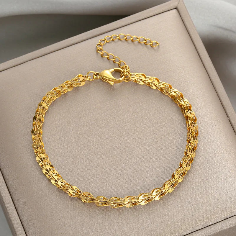 Delicate French Inspired Vintage Phoenix Tail Bracelet set in 18K Gold Plating Capella Jewellery