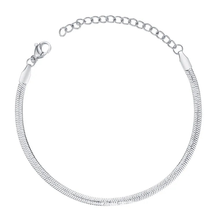 Simple & Elegant Snake Bone Chain Bracelet set in 18K Gold Plating