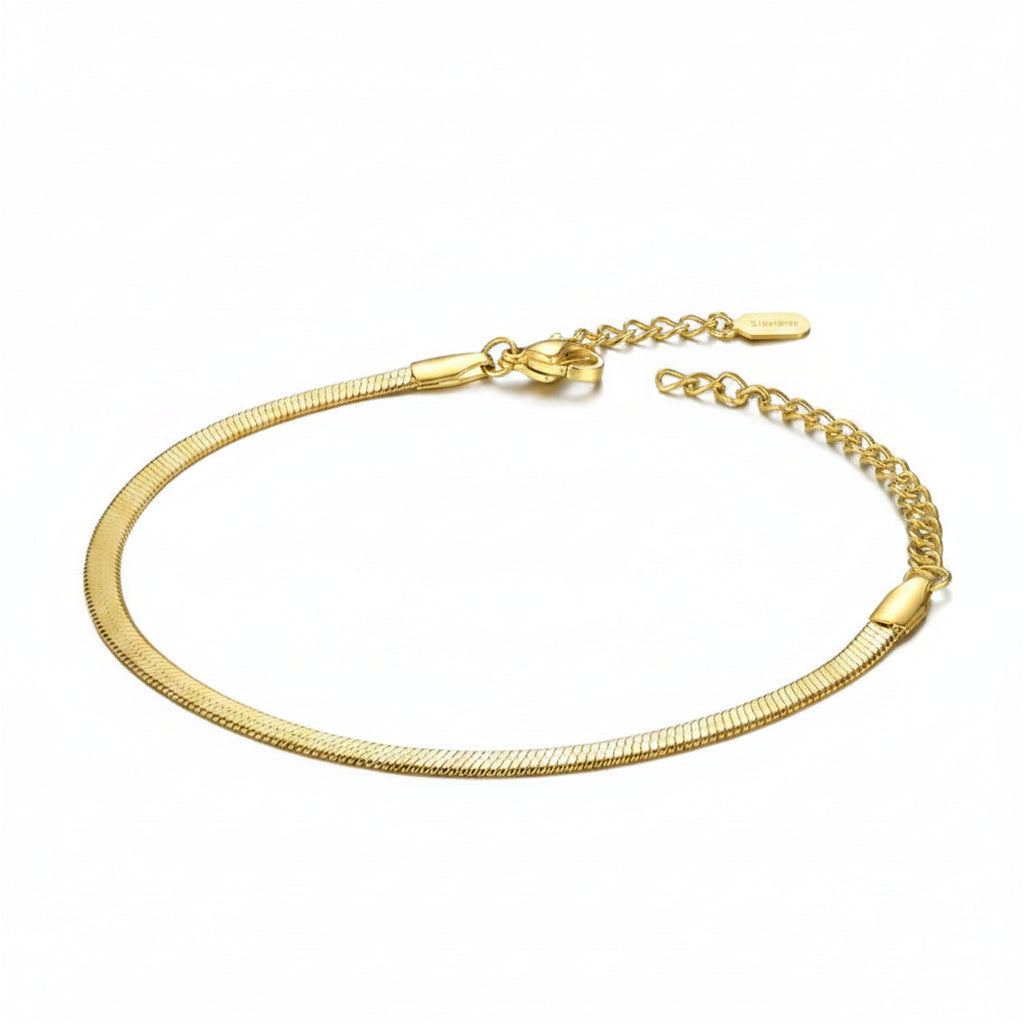 Simple & Elegant Snake Bone Chain Bracelet set in 18K Gold Plating