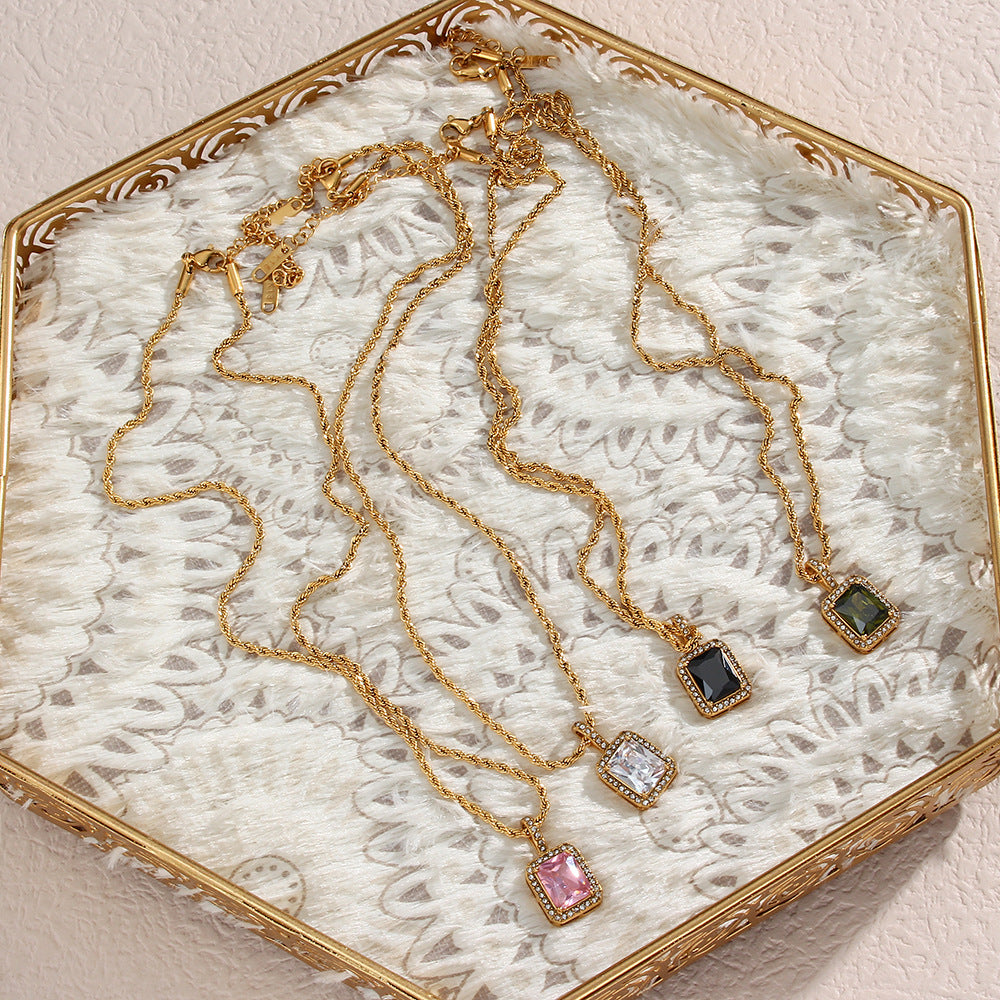 18K Gold Plated Women's Gemstone Necklace Clavicle Chain