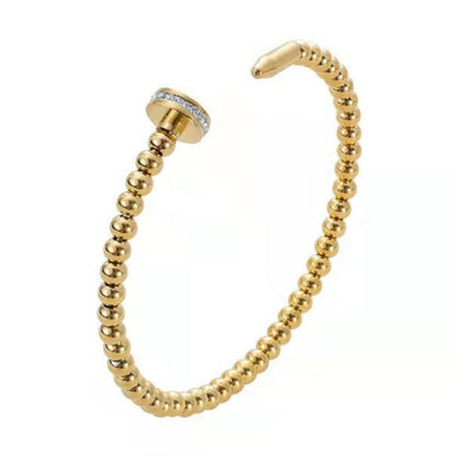 Modern Italian Twist Nail-Studded Natural Zircon Gemstone Bangle Bracelet set in 18K Gold Plating Capella Jewellery