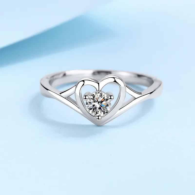 European Romantic Heart 0.3 Carat Moissanite Ring set in 18K White Gold Plated 925 Silver (GRA) Capella Jewellery