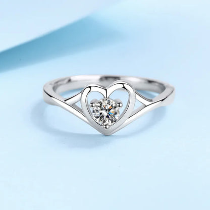 European Romantic Heart 0.3 Carat Moissanite Ring set in 18K White Gold Plated 925 Silver (GRA) Capella Jewellery