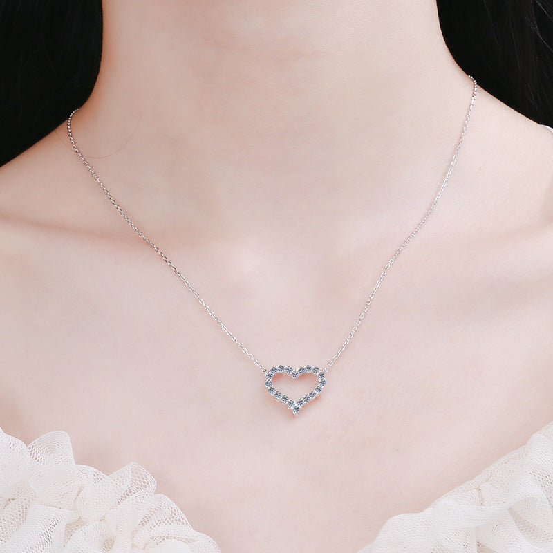 French Design 'Heart Of Diamonds' 2 Carat Moissanite Diamond Pendant set in 925 Silver (GRA)