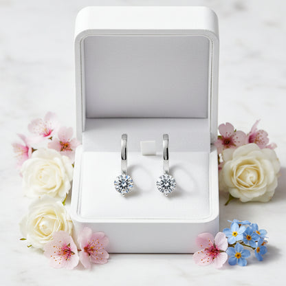 Luxury Italian Diamond Drop 2 Carat Moissanite Earrings set in 18K Gold Plated 925 Silver (GRA) Capella Reya in a box