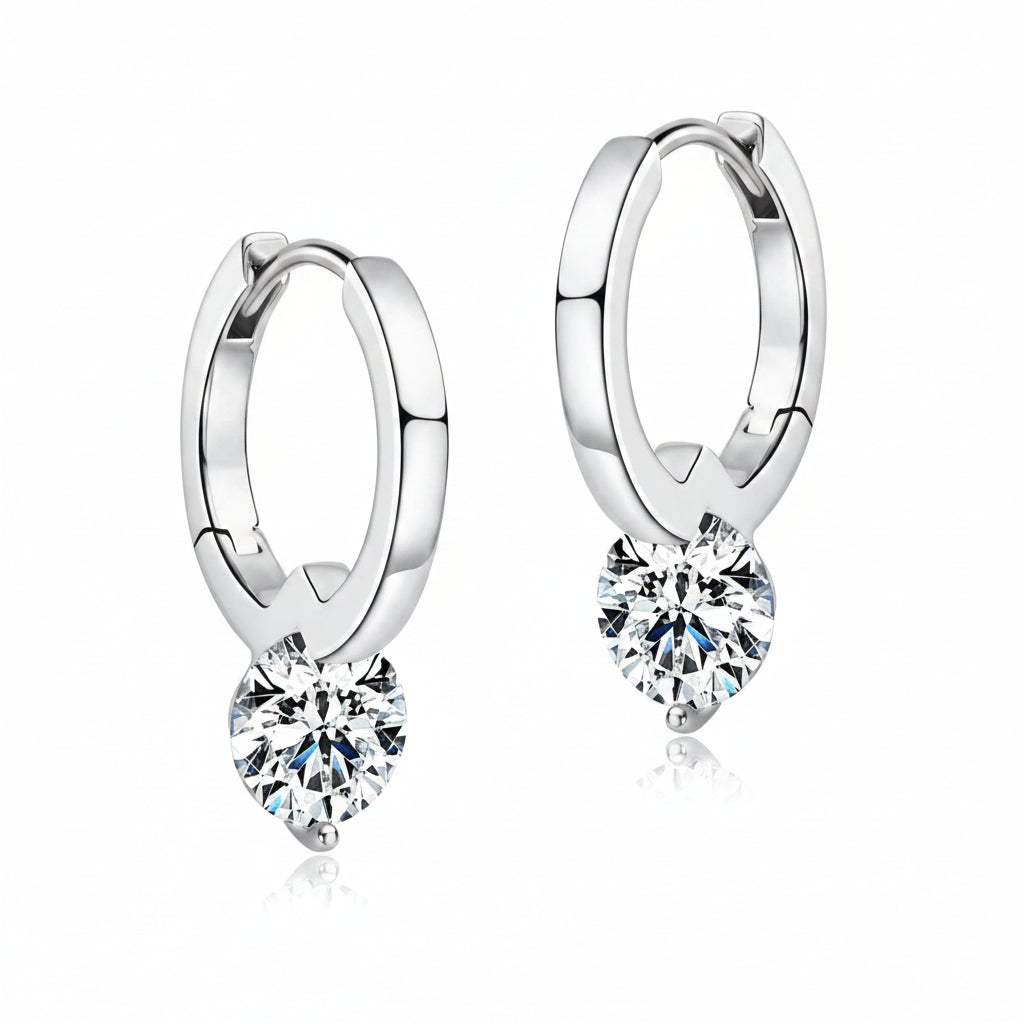 Luxury Italian 2 Carat Moissanite Diamond Earrings set in 18K Gold Plated 925 Silver (GRA)