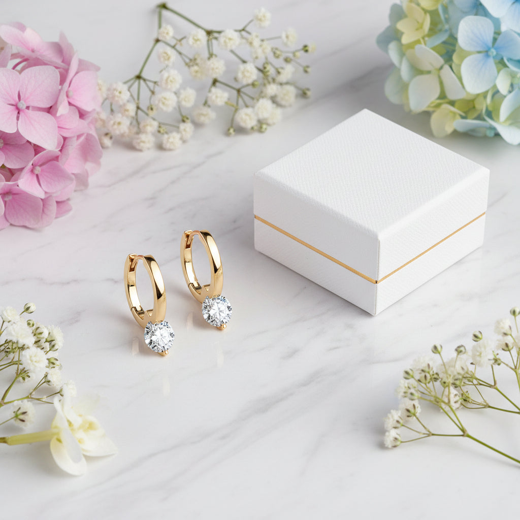 Luxury Italian 2 Carat Moissanite Diamond Earrings set in 18K Gold Plated 925 Silver (GRA)