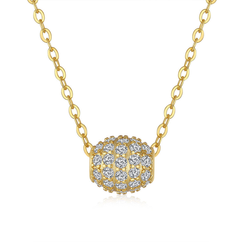 Golden Barrel Micro Inlay Moissanite Diamond Pendant set in 18K Gold Plated 925 Silver