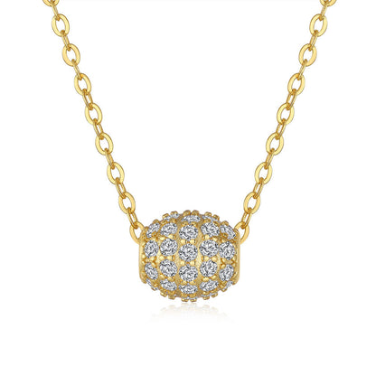 Golden Barrel Micro Inlay Moissanite Pendant set in 18K Gold Plated 925 Silver Capella Jewellery