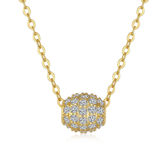 Golden Barrel Micro Inlay Moissanite Diamond Pendant set in 18K Gold Plated 925 Silver