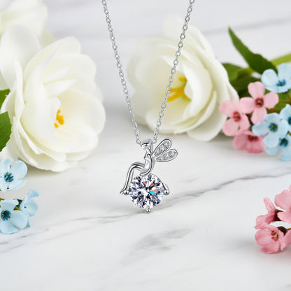 Flower Fairy 1 Carat Moissanite Pendant set in 18K White Gold Plated 925 Silver (GRA) Capella Jewellery