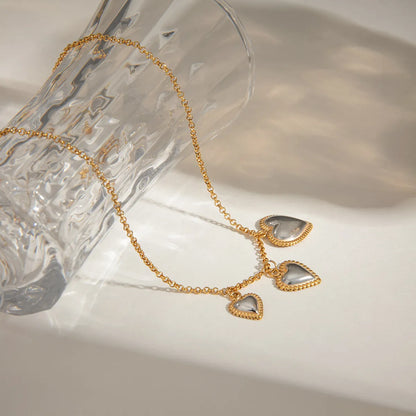 Italian Three Hearts Inspired Threaded Pendant Necklace set in 18K Gold Plating Capella Jewellery
