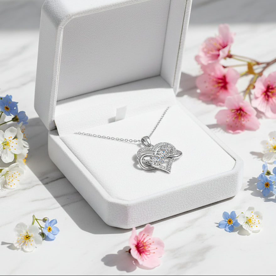 Modern Heart Pendant 1.8 Carat Moissanite Diamond Love Necklace set in 925 Silver (GRA)