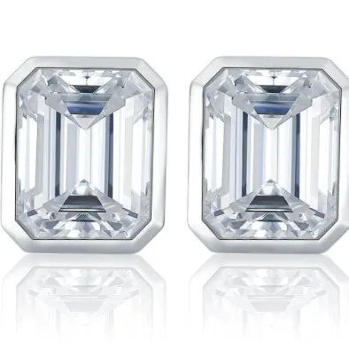 French Princess Cut Moissanite 1ct Necklace / 2ct Earrings in 18K White Gold plated 925 Silver (GRA) Capella Reya pic 2