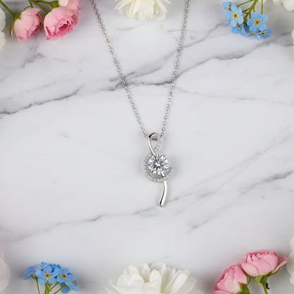 Musical Note Design 2 Carat Moissanite Necklace set in Platinum Plated 925 Silver (GRA) Capella Jewellery