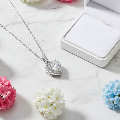 French Heart Necklace 1 Carat Moissanite Pendant set in 925 Silver (GRA) Capella Jewellery