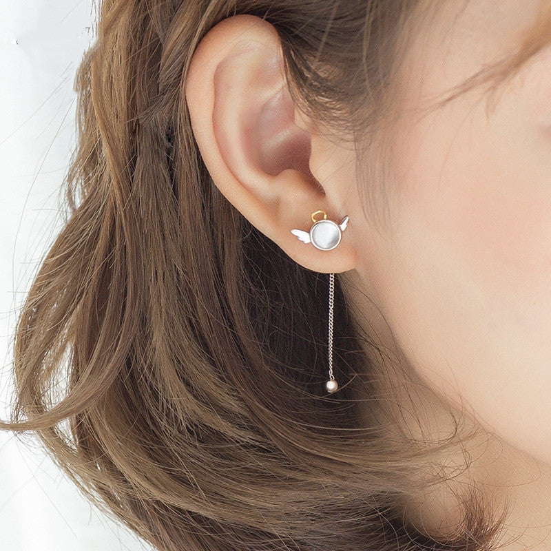 Modern Korean Little Angel Design Earrings set in 925 Pure Sterling Silver