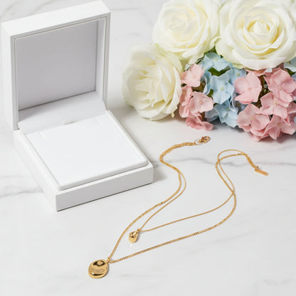 Modern Italian Irregular Pendent Design Double-layer Necklace set in 18K Gold Plating Capella Jewellery