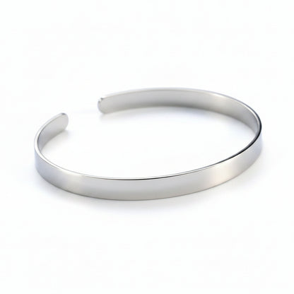 European Vintage Pure Silver Wide Face Bangle set in 18K White Gold Plated 925 Sterling Silver Capella Jewellery