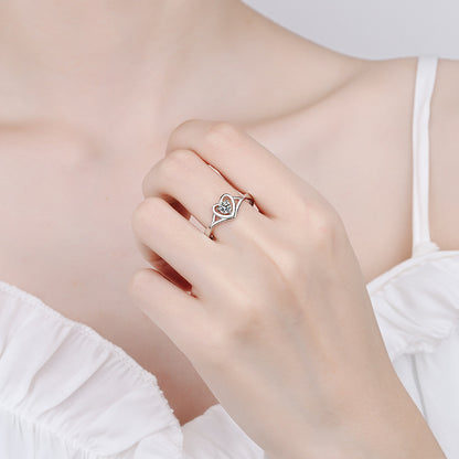 European Romantic Heart 0.3 Carat Moissanite Ring set in 18K White Gold Plated 925 Silver (GRA) Capella Jewellery
