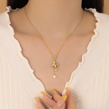 Italian Lucky Pony Natural Zircon Gemstone Necklace set in 18K Gold Plated 925 Sterling Silver Capella Jewellery
