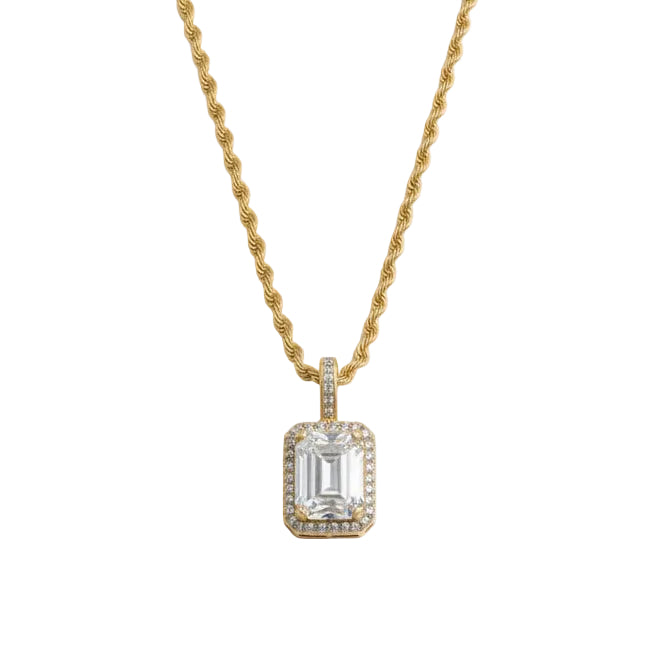 European Design Natural Zircon Gemstone Pendant set in set in 18K Gold Plating Clavicle Chain
