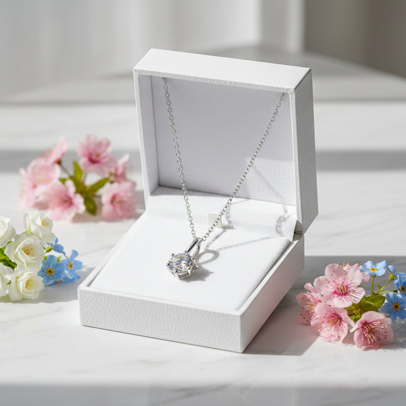 Infinity Six-Claw 1 Carat Moissanite Diamond Pendent set in 18K Gold Plated 925 Silver (GRA)