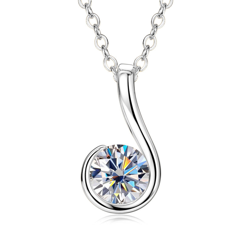 Korean Waterdrop 1 Carat Moissanite Diamond Pendant set in Gold plated 925 Silver (GRA)