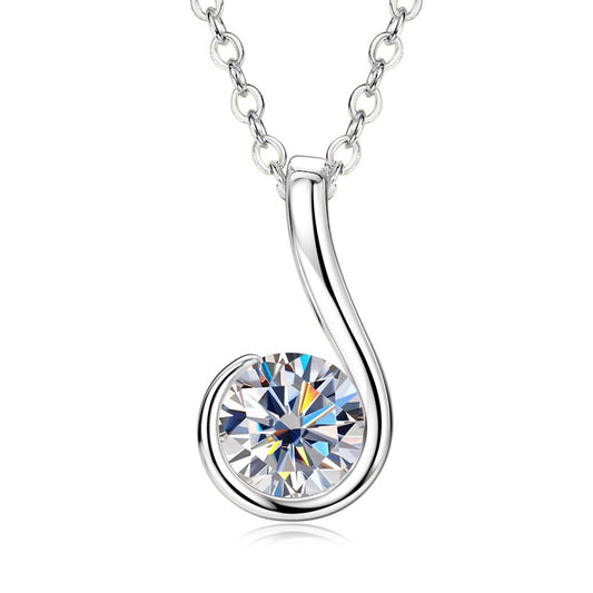 European Waterdrop 1 Carat Moissanite Diamond Necklace set in 18K White Gold Plated 925 Silver (GRA)
