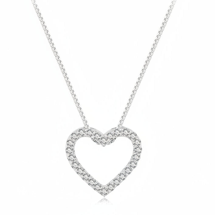 Classic French design Heart Micro Inlaid Moissanite Diamond Pendant set in 925 Sterling Silver
